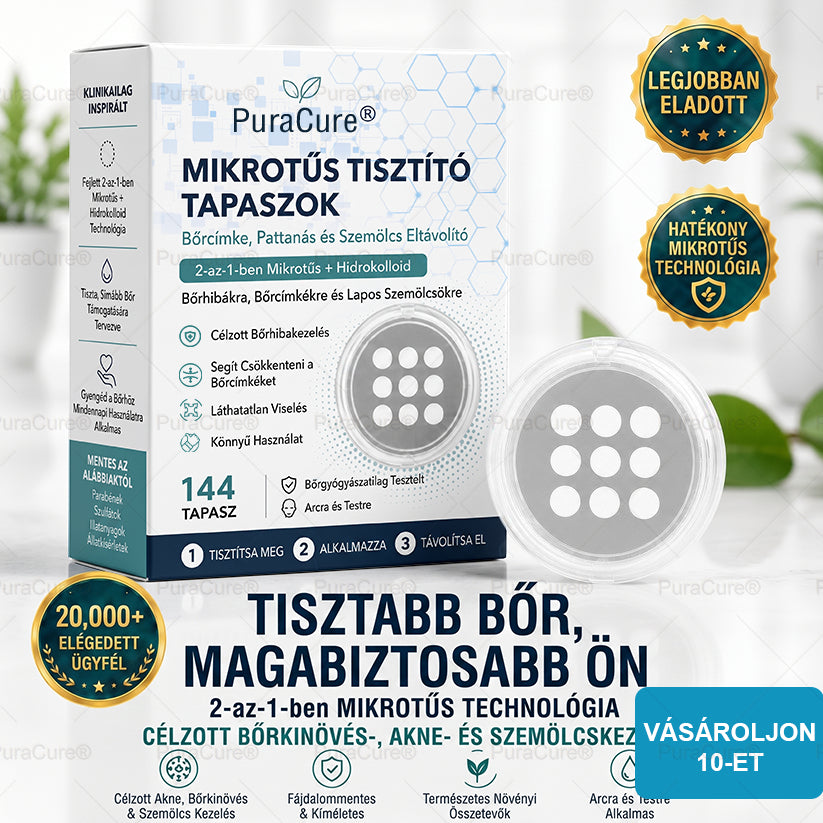 ⭐️⭐️⭐️PuraCure® 2 az 1-ben mikrotűs és hidrokolloid tapasz🍀 | Kiálló anyajegyek, aknék, lapos szemölcsök és bőrnövedékek eltávolítására | Segít csökkenteni a ráncokat, hegeket és bőrhibákat | Láthatatlan tapasz az arcra és testre