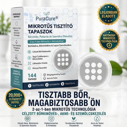 ✨ PuraCure® 2 az 1-ben mikrotűs és hidrokolloid tapasz🍀 | Kiálló anyajegyek, aknék, lapos szemölcsök és bőrnövedékek eltávolítására | Segít csökkenteni a ráncokat, hegeket és bőrhibákat | Láthatatlan tapasz az arcra és testre