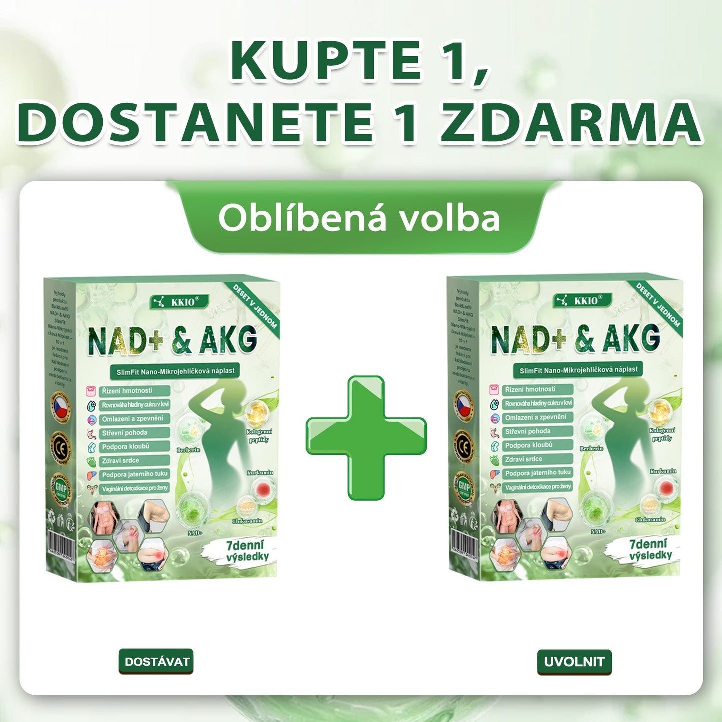 🍀 Oficiální obchod v České republice 🇨🇿 | KKIO® NAD+ & AKG SlimFit Nano-Mikrojehličková náplast – 10 v 1 pro každodenní použití  ✅ pro podporu kontroly hmotnosti, stavu pokožky a celkové tělesné kondice