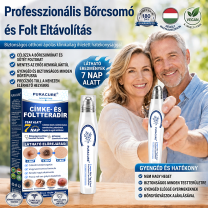 🍀PuraCure® 👩‍⚕️ 𝟕 𝐍𝐚𝐩𝐨𝐬 Bőrkinövés- és Folteltávolító Toll Fájdalommentes és Hegmentes Professzionális Rollerball