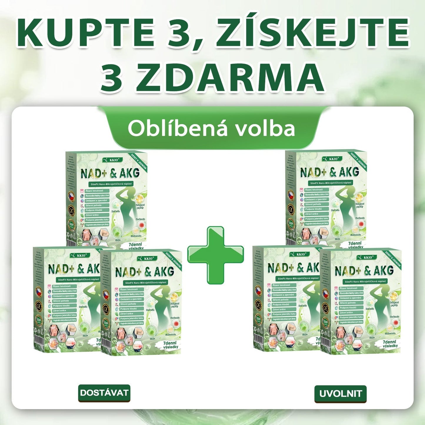 🍀 Oficiální obchod v České republice 🇨🇿 | KKIO® NAD+ & AKG SlimFit Nano-Mikrojehličková náplast – 10 v 1 pro každodenní použití  ✅ pro podporu kontroly hmotnosti, stavu pokožky a celkové tělesné kondice