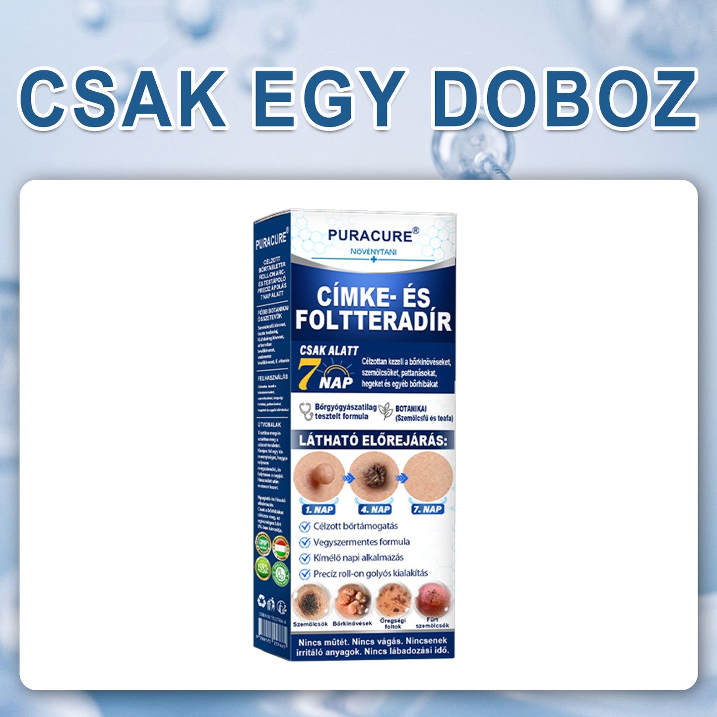 🍀PuraCure® 👩‍⚕️ 𝟕 𝐍𝐚𝐩𝐨𝐬 Bőrkinövés- és Folteltávolító Toll Fájdalommentes és Hegmentes Professzionális Rollerball